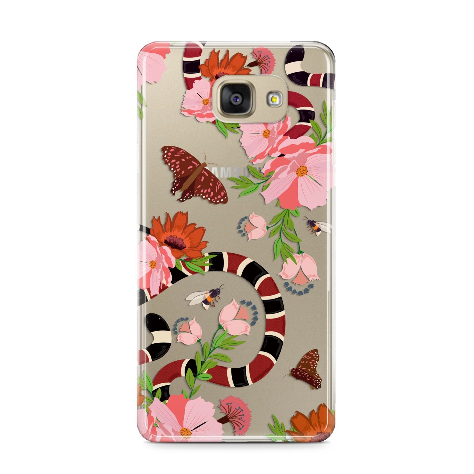 Floral Snake Samsung Galaxy A9 2016 Case on gold phone