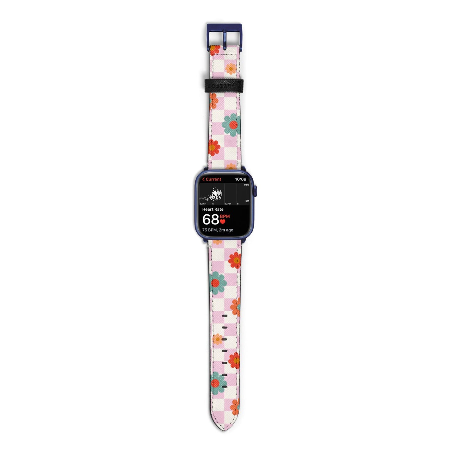 Flower Power Apple Watch Strap Size 38mm with Blue Hardware