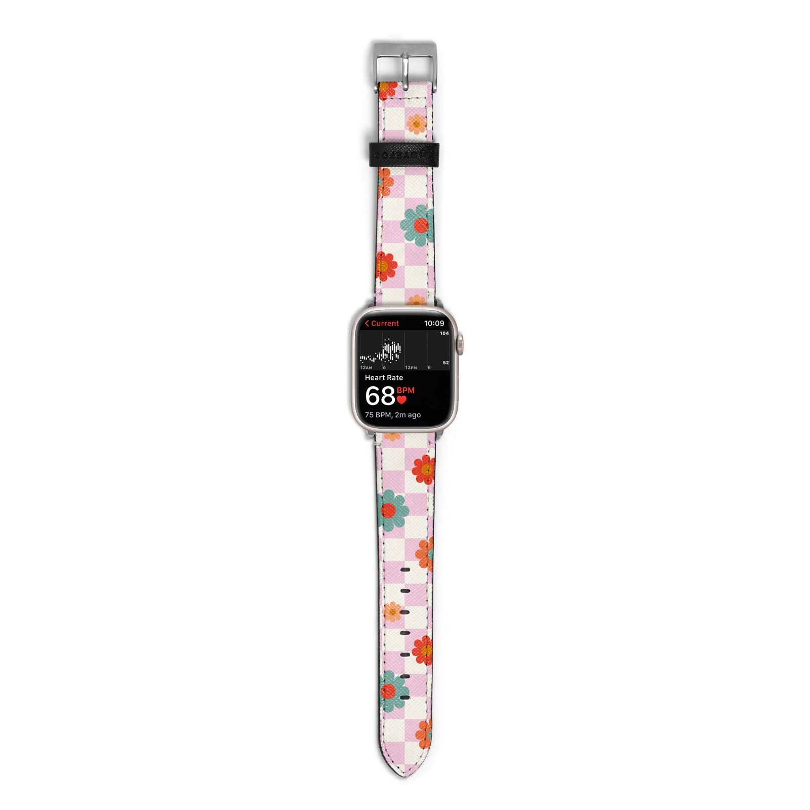 Flower Power Apple Watch Strap Size 38mm with Silver Hardware