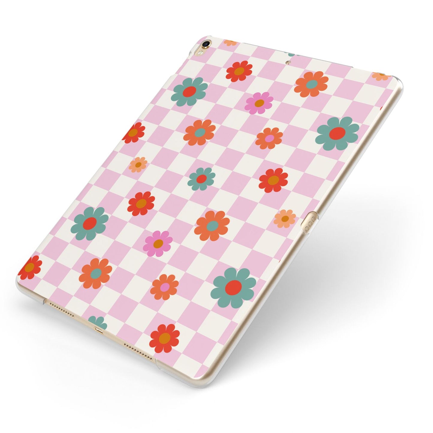 Flower Power Apple iPad Case on Gold iPad Side View