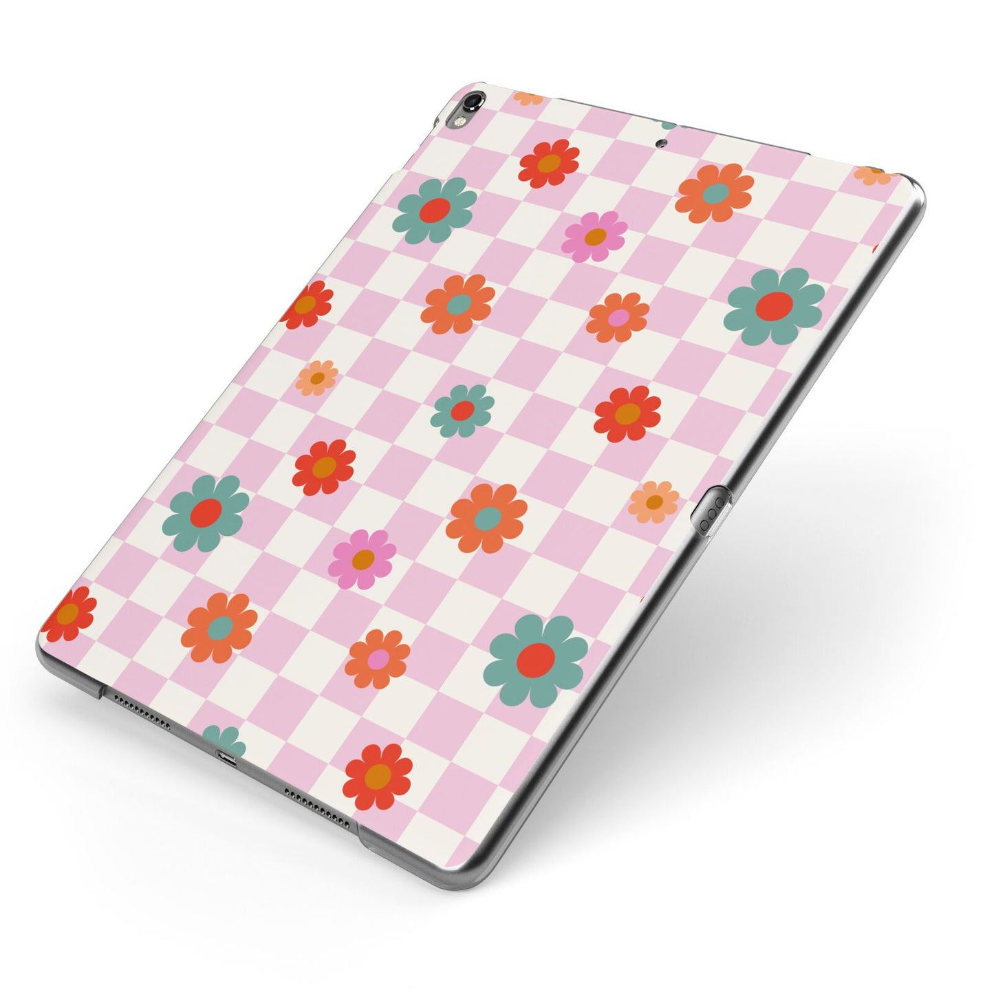 Flower Power Apple iPad Case on Grey iPad Side View