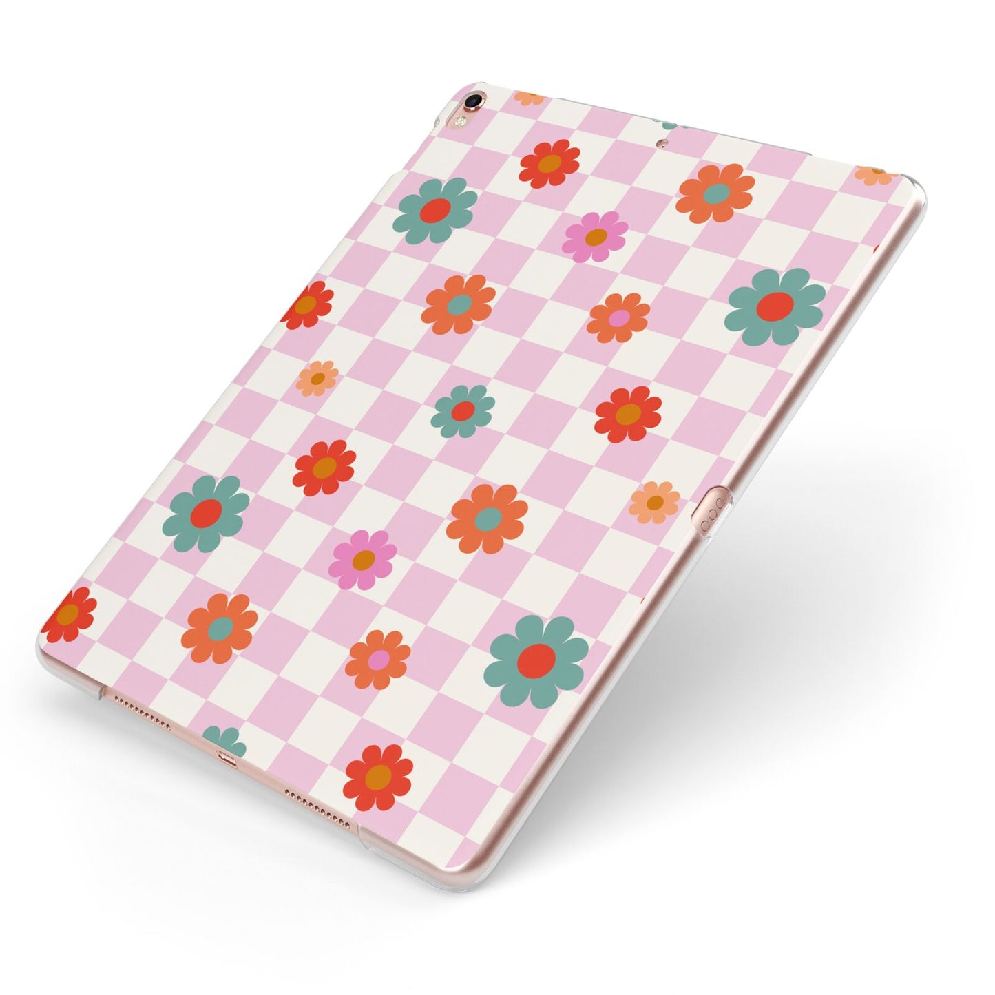 Flower Power Apple iPad Case on Rose Gold iPad Side View