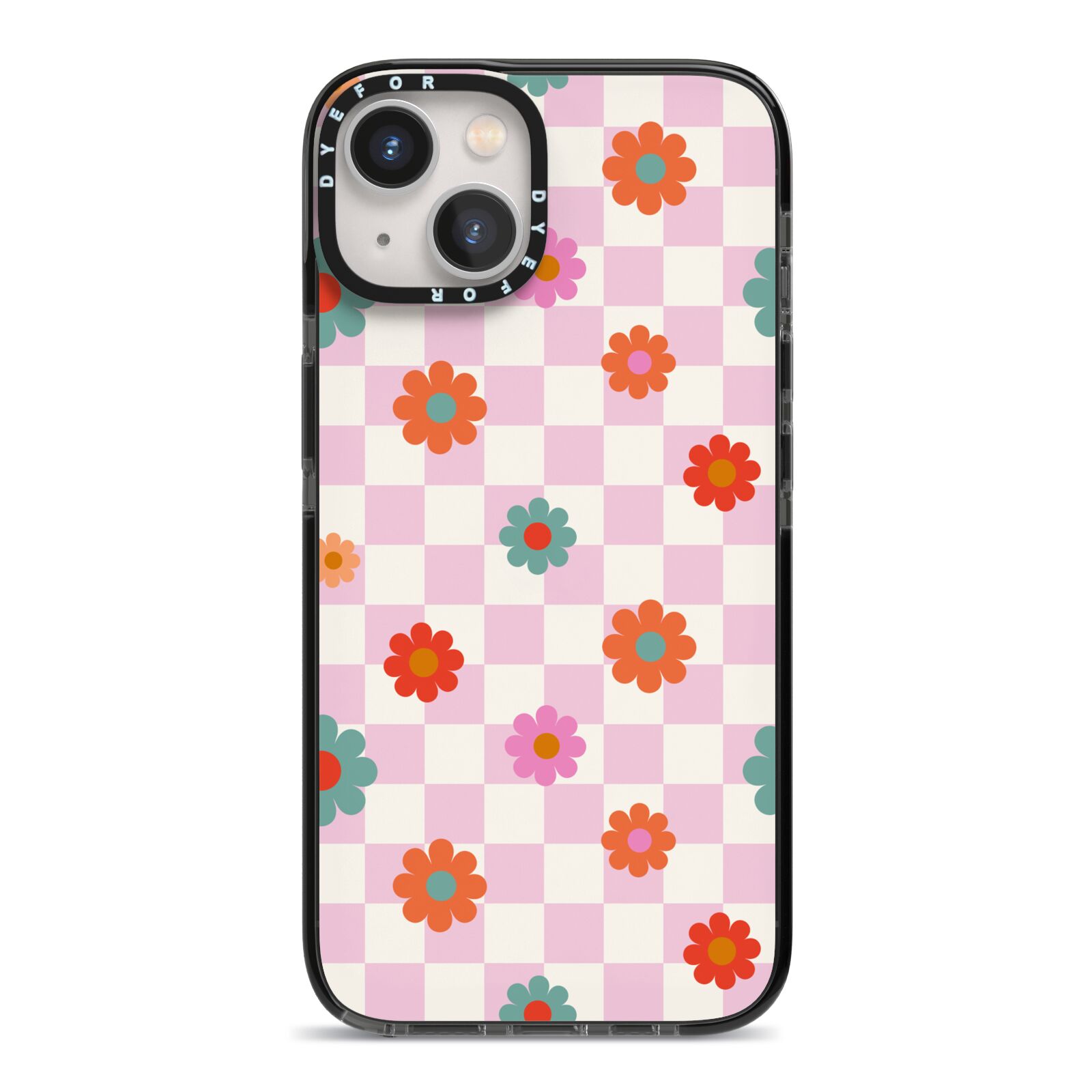 Flower Power iPhone 13 Black Impact Case on Silver phone