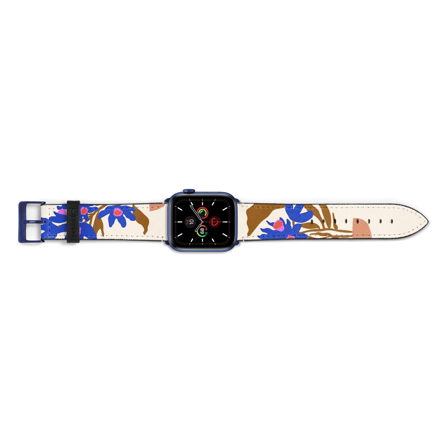 Flowers in a Vase Apple Watch Strap Landscape Image Blue Hardware