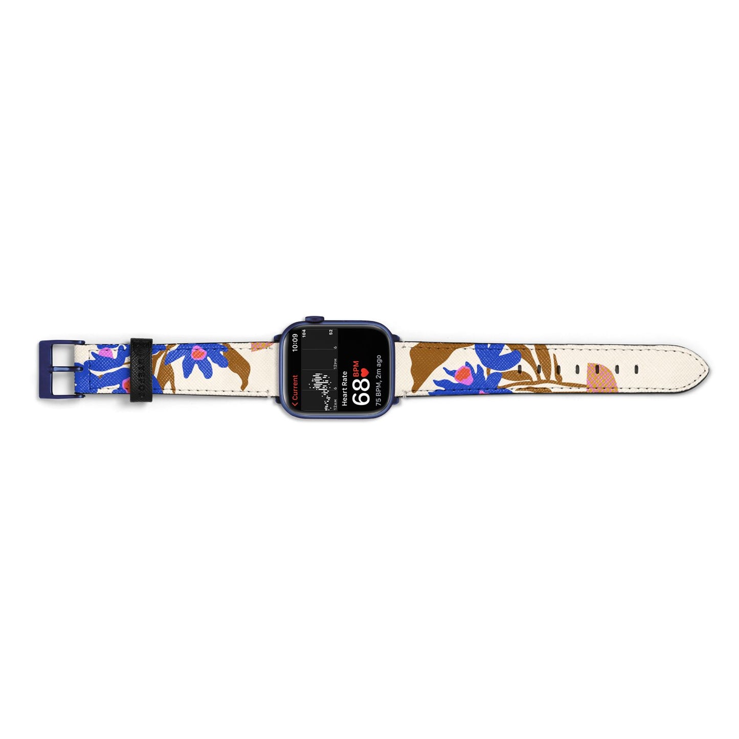 Flowers in a Vase Apple Watch Strap Size 38mm Landscape Image Blue Hardware