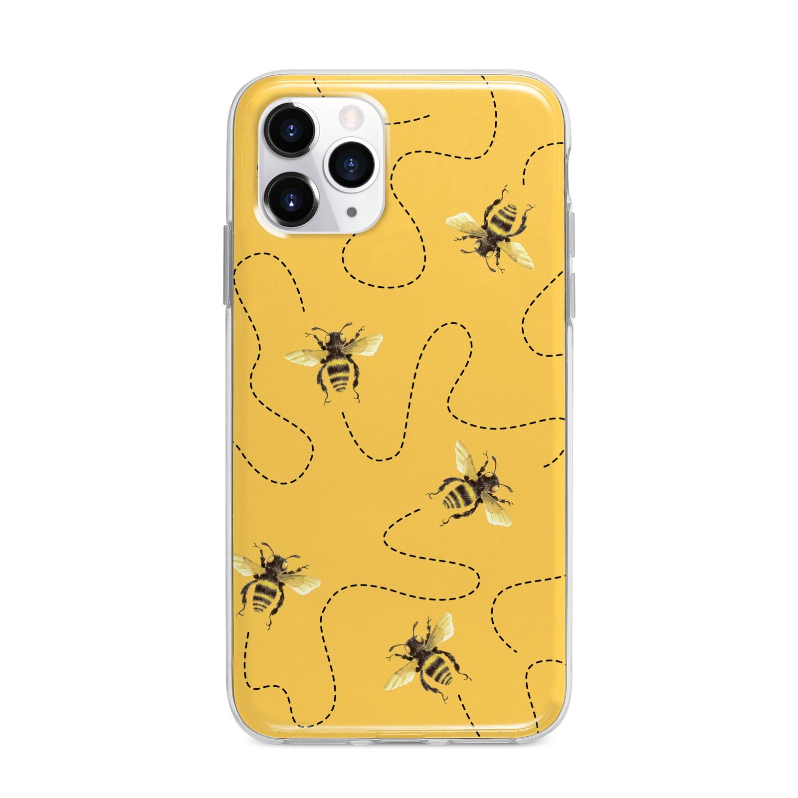 Flying Bees with Yellow Background Apple iPhone 11 Pro Max in Silver with Bumper Case