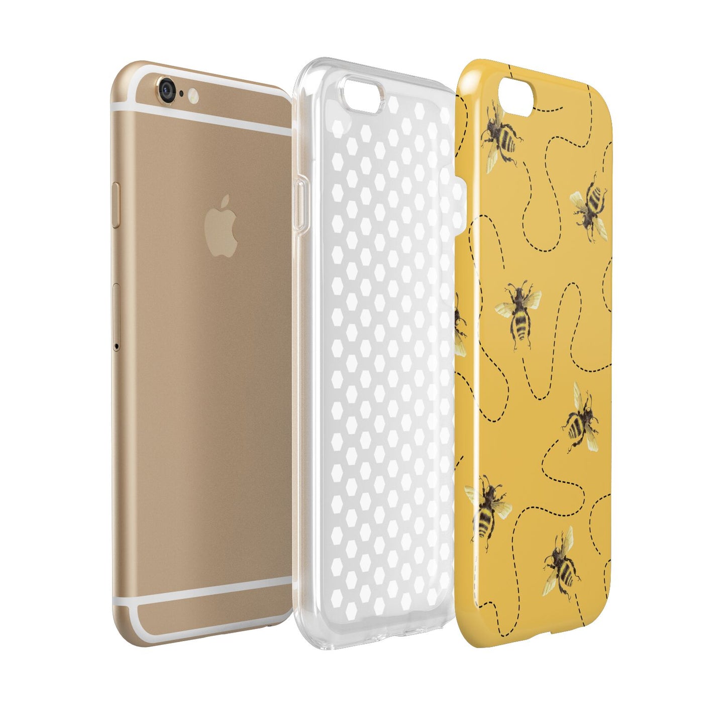 Flying Bees with Yellow Background Apple iPhone 6 3D Tough Case Expanded view