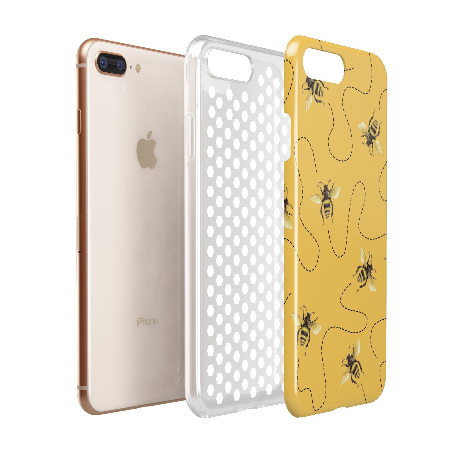 Flying Bees with Yellow Background Apple iPhone 7 8 Plus 3D Tough Case Expanded View