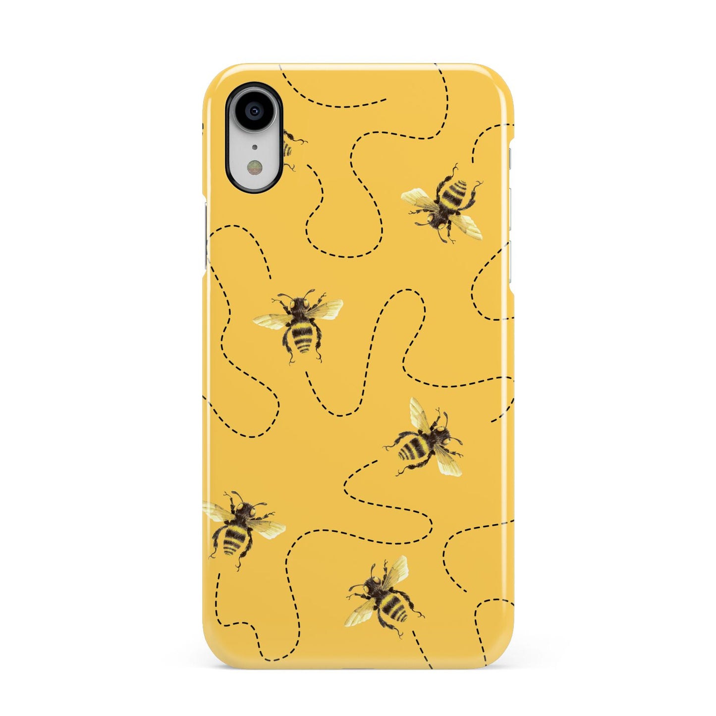 Flying Bees with Yellow Background Apple iPhone XR White 3D Snap Case