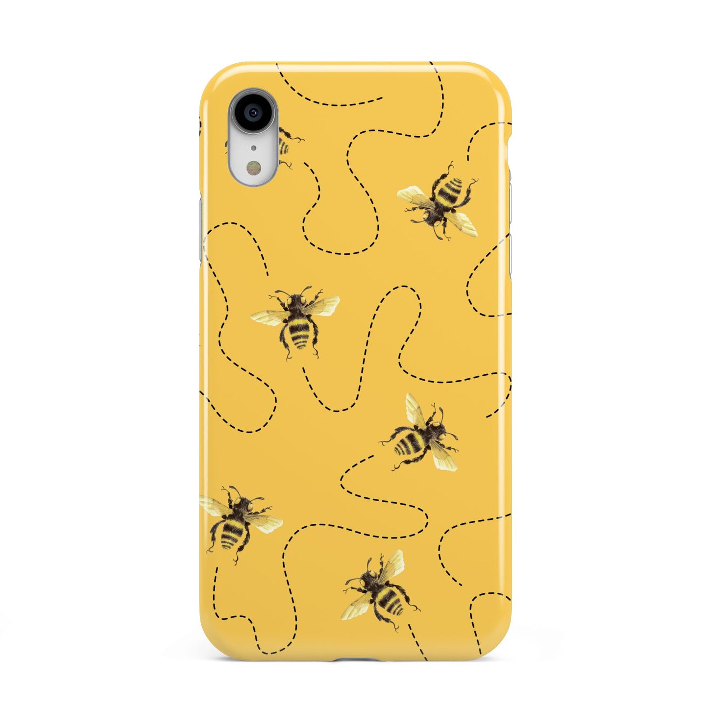 Flying Bees with Yellow Background Apple iPhone XR White 3D Tough Case