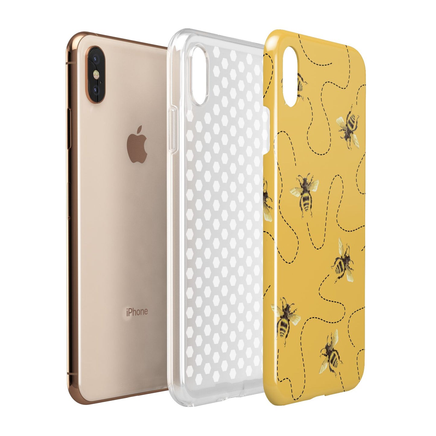 Flying Bees with Yellow Background Apple iPhone Xs Max 3D Tough Case Expanded View