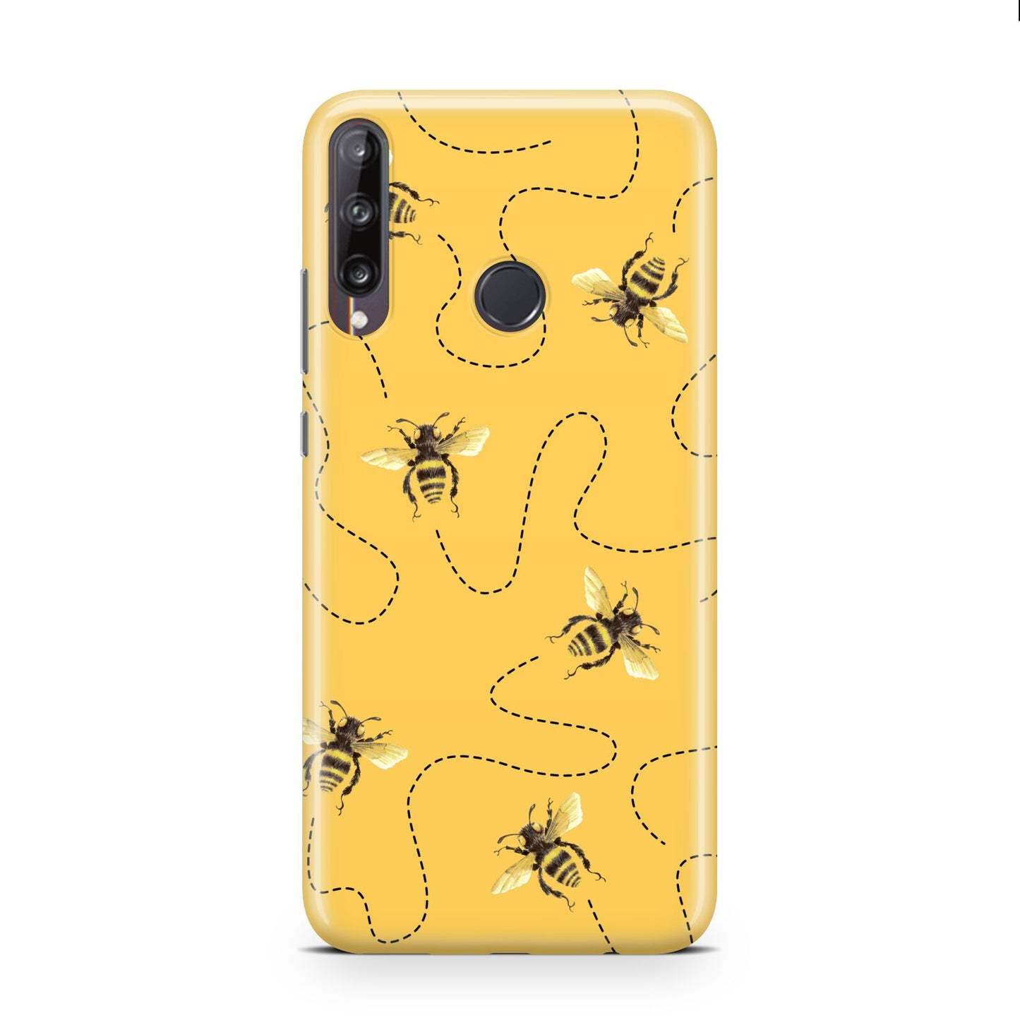 Flying Bees with Yellow Background Huawei P40 Lite E Phone Case