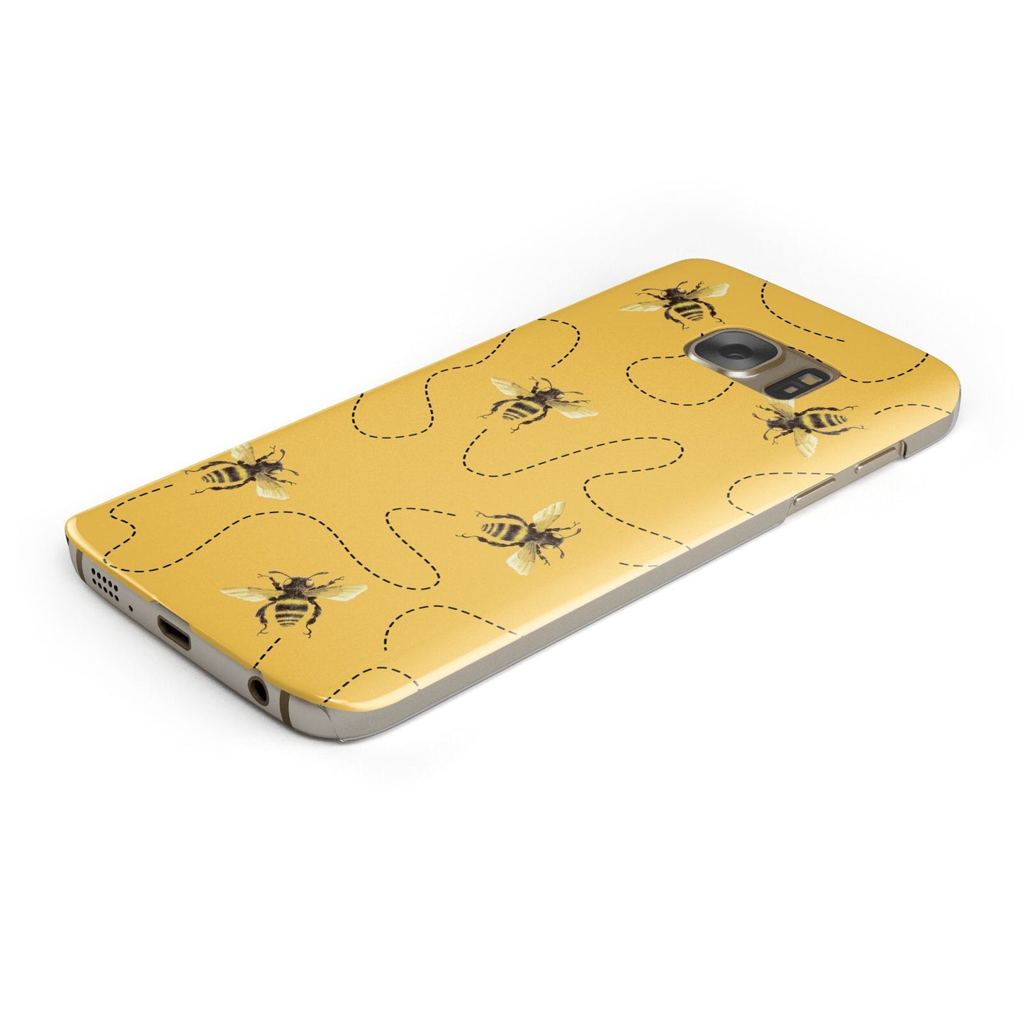 Flying Bees with Yellow Background Protective Samsung Galaxy Case Angled Image