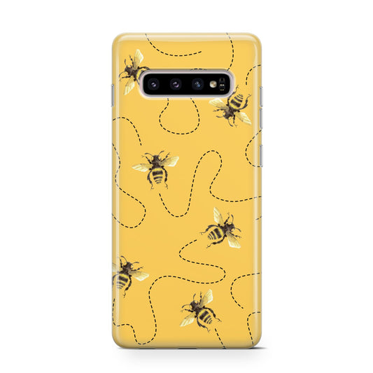 Flying Bees with Yellow Background Protective Samsung Galaxy Case