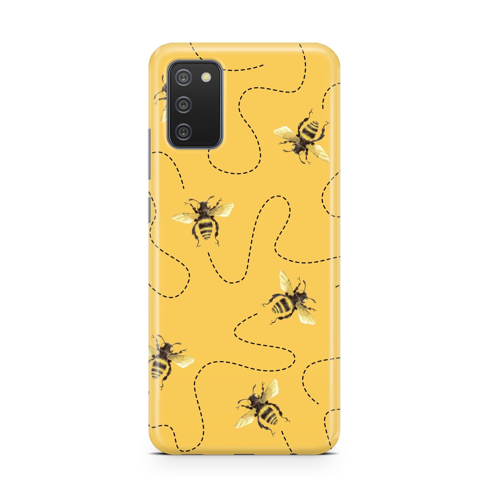 Flying Bees with Yellow Background Samsung A02s Case