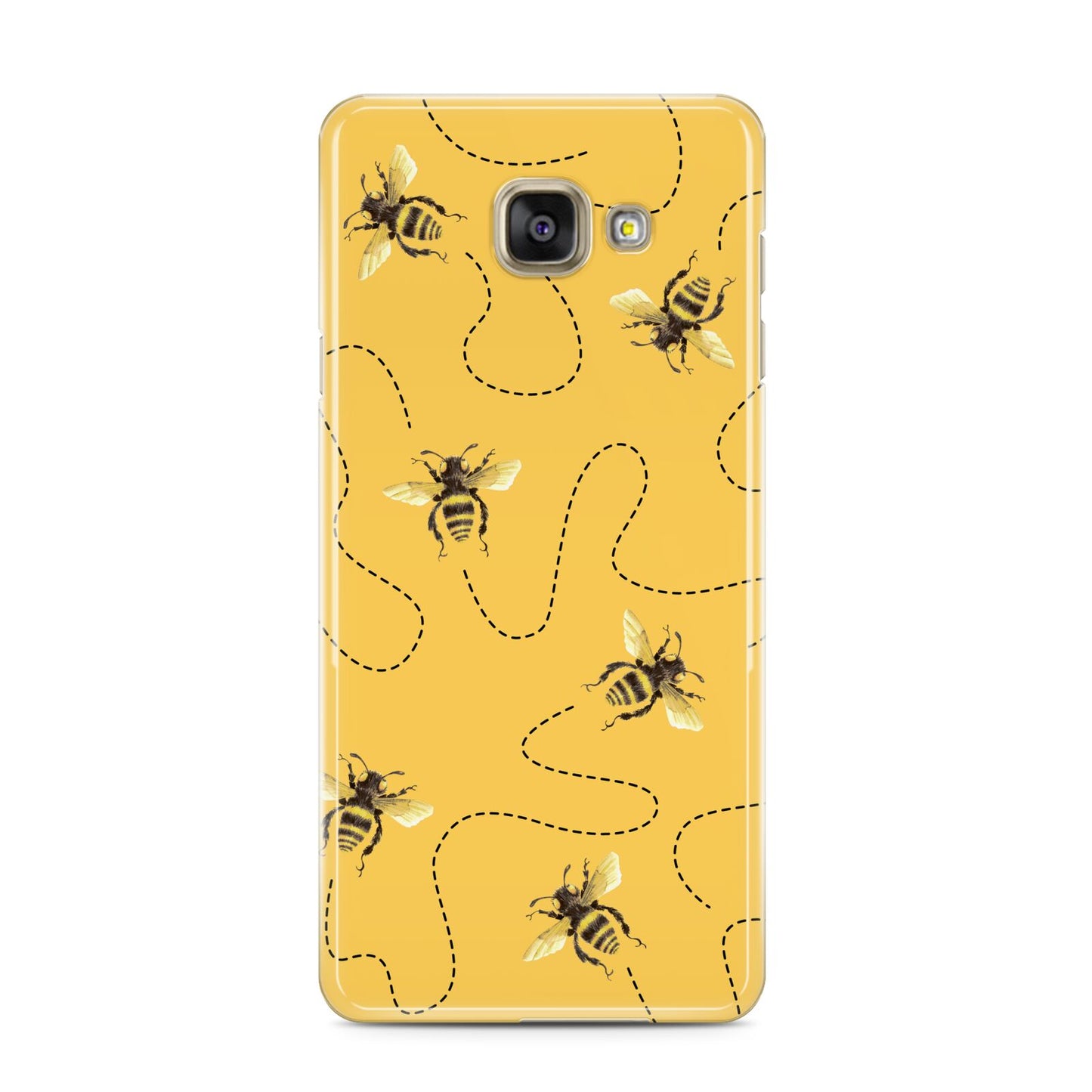 Flying Bees with Yellow Background Samsung Galaxy A3 2016 Case on gold phone