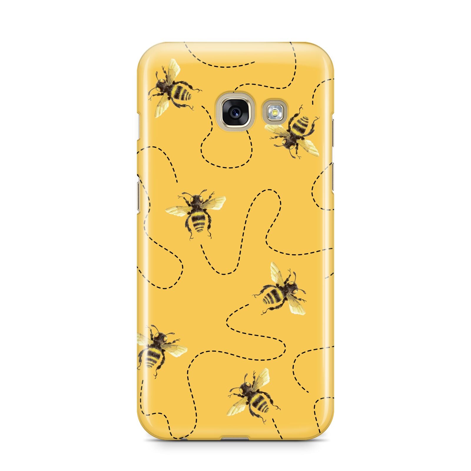 Flying Bees with Yellow Background Samsung Galaxy A3 2017 Case on gold phone