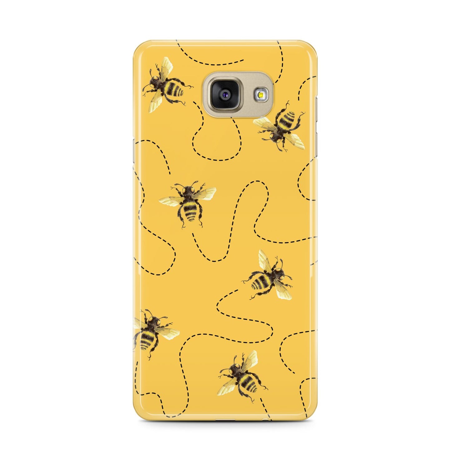 Flying Bees with Yellow Background Samsung Galaxy A7 2016 Case on gold phone