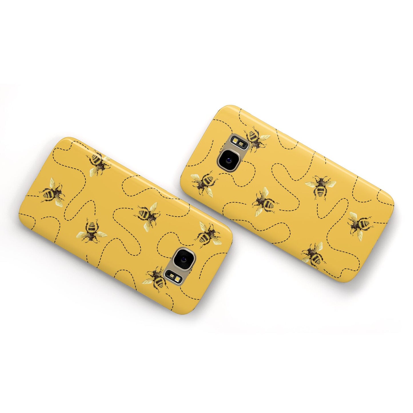 Flying Bees with Yellow Background Samsung Galaxy Case Flat Overview