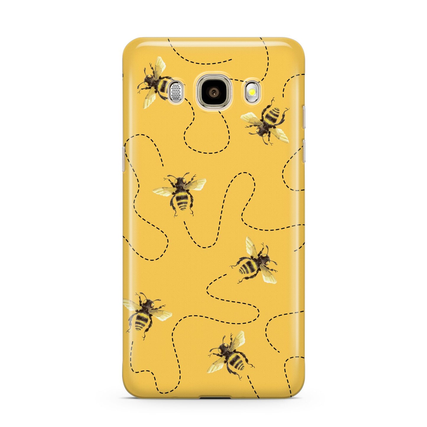 Flying Bees with Yellow Background Samsung Galaxy J7 2016 Case on gold phone