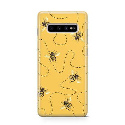 Flying Bees with Yellow Background Samsung Galaxy S10 Case