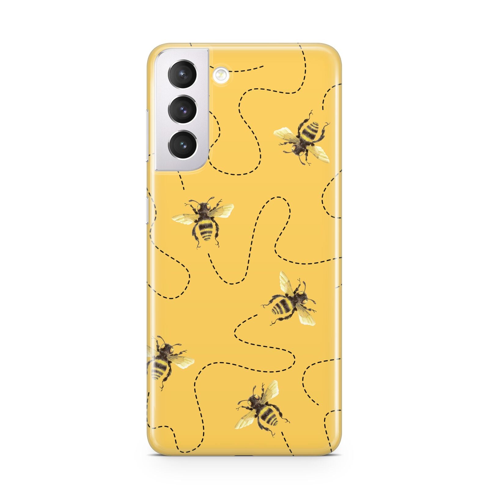 Flying Bees with Yellow Background Samsung S21 Case