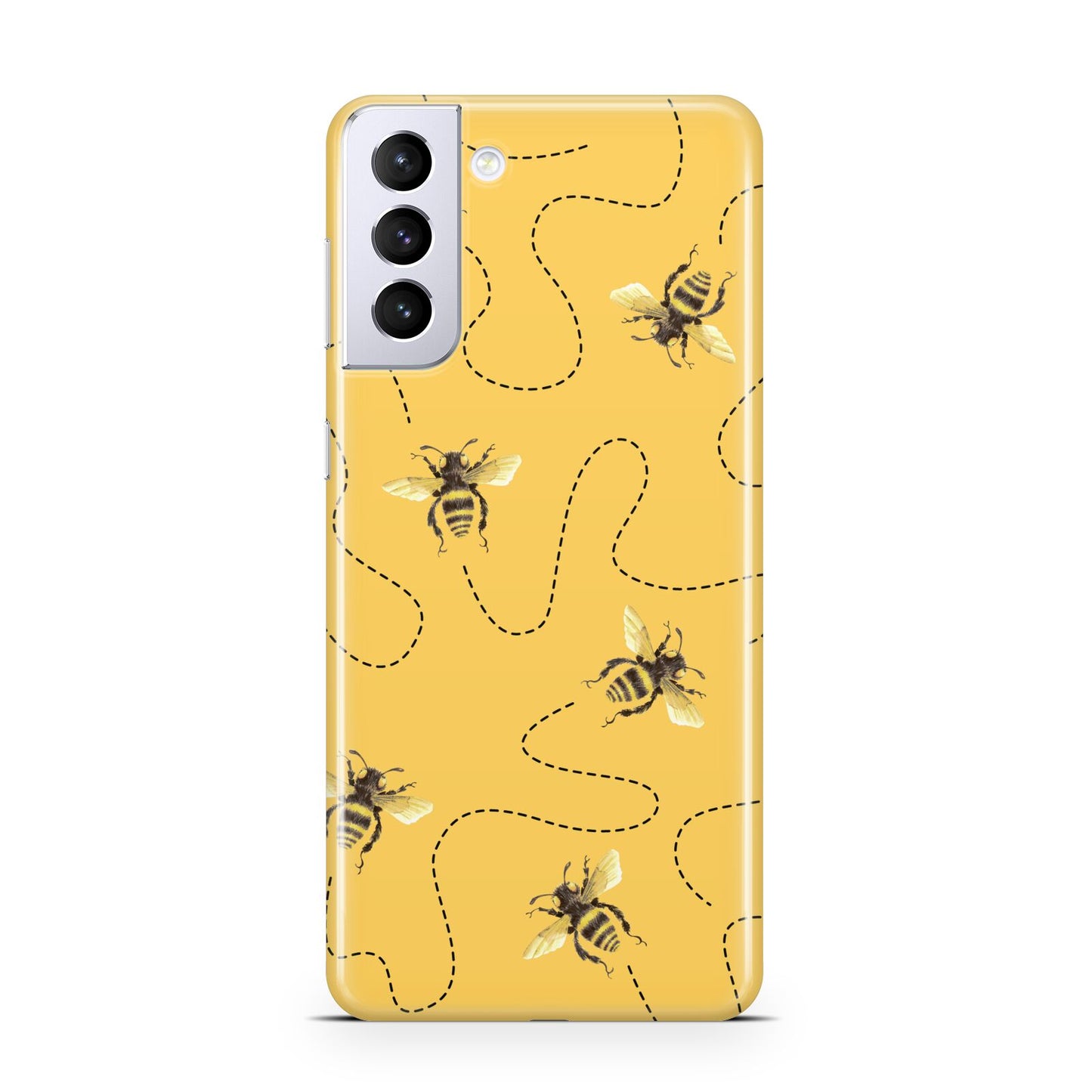 Flying Bees with Yellow Background Samsung S21 Plus Case