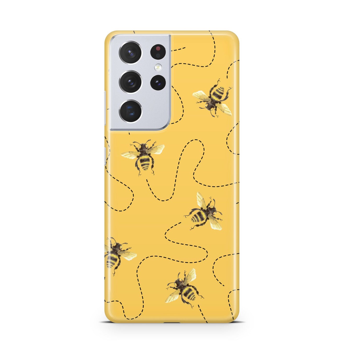 Flying Bees with Yellow Background Samsung S21 Ultra Case