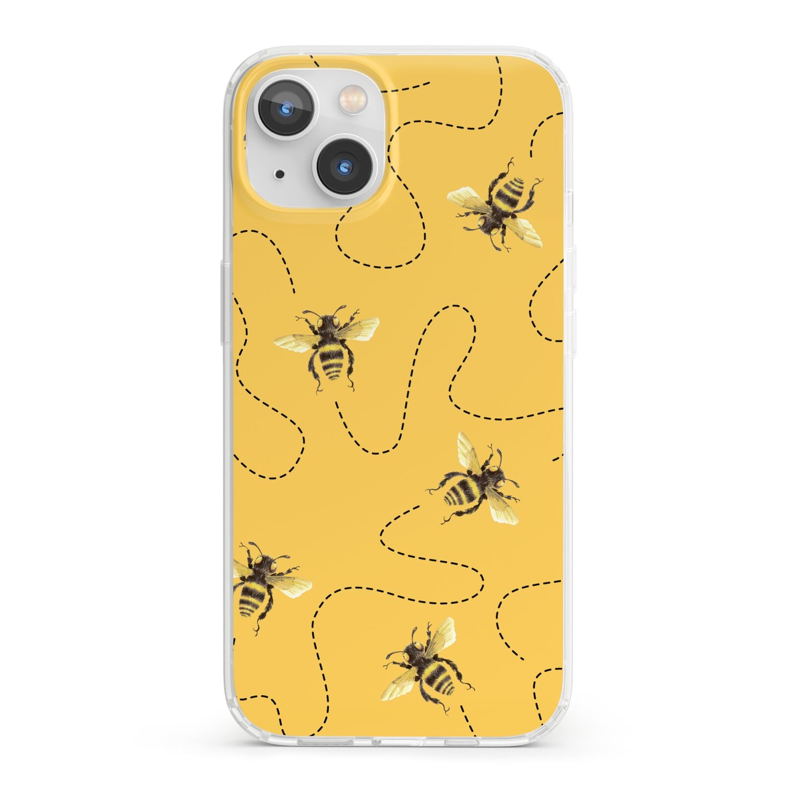 Flying Bees with Yellow Background iPhone 13 Clear Bumper Case