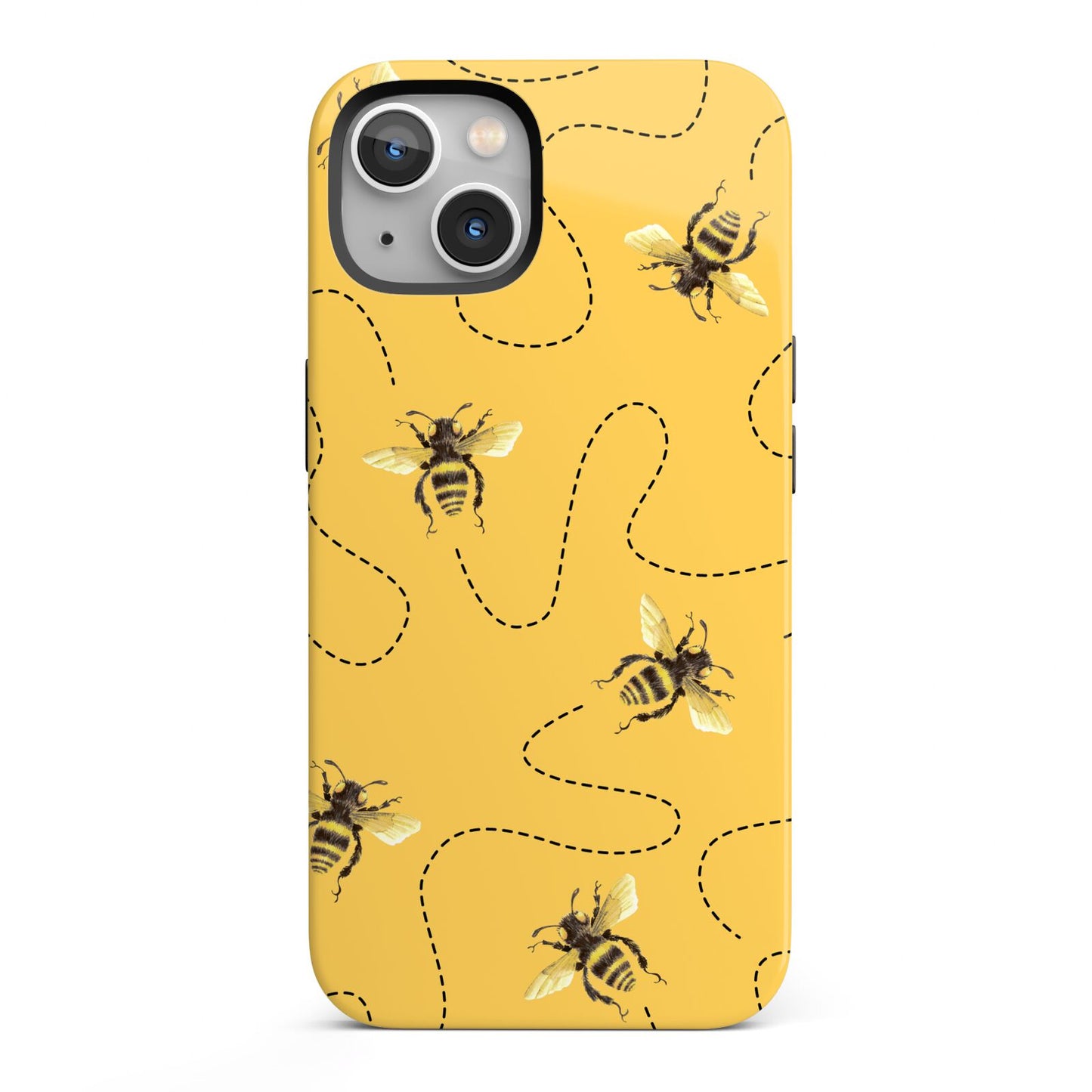 Flying Bees with Yellow Background iPhone 13 Full Wrap 3D Tough Case