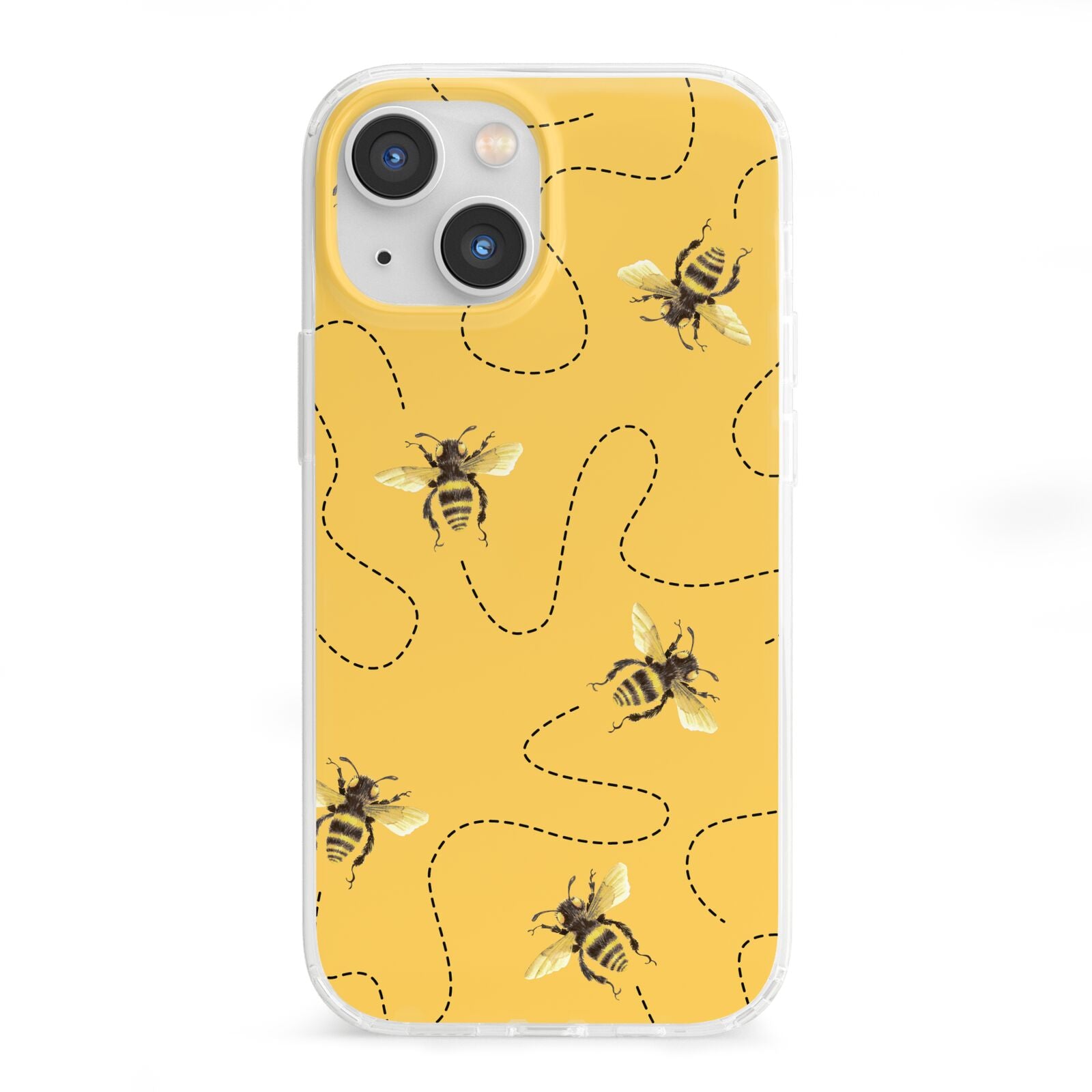 Flying Bees with Yellow Background iPhone 13 Mini Clear Bumper Case