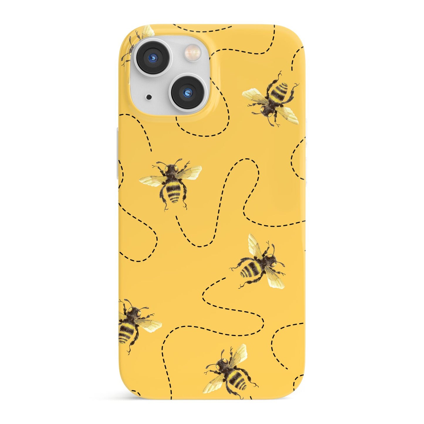 Flying Bees with Yellow Background iPhone 13 Mini Full Wrap 3D Snap Case