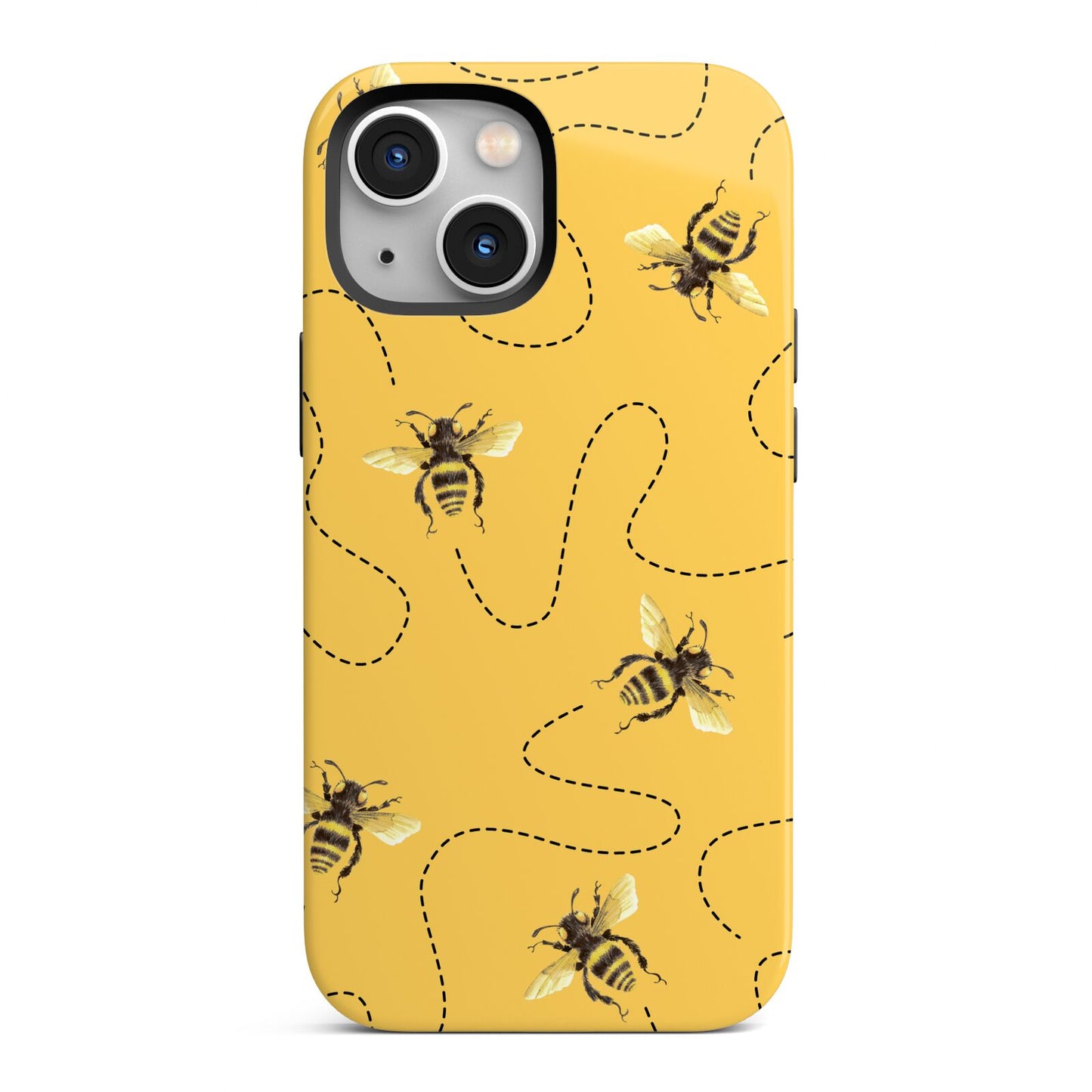 Flying Bees with Yellow Background iPhone 13 Mini Full Wrap 3D Tough Case