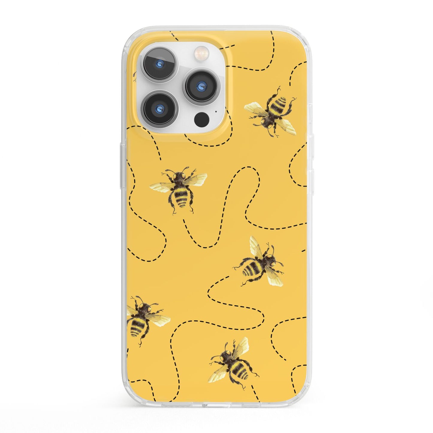 Flying Bees with Yellow Background iPhone 13 Pro Clear Bumper Case