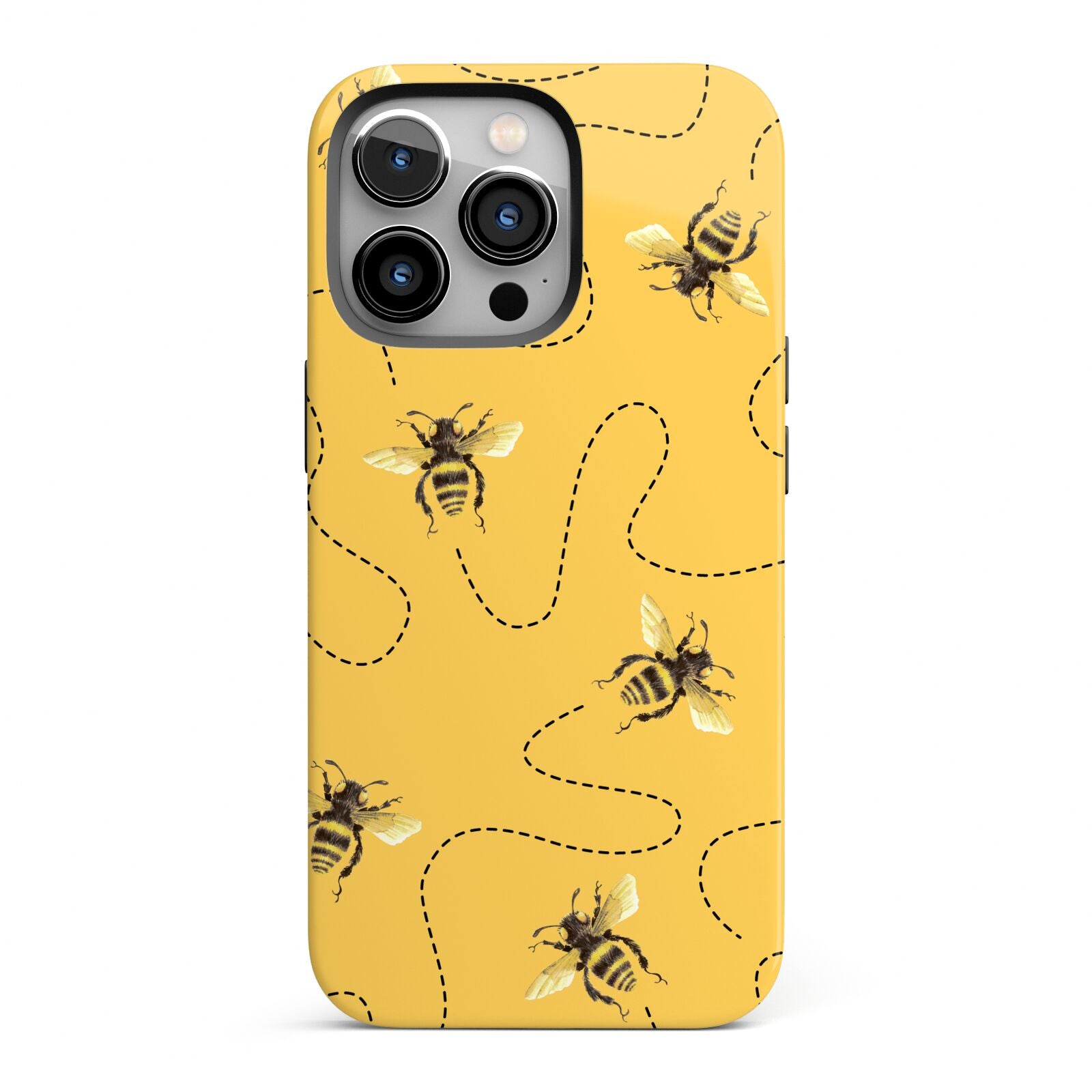 Flying Bees with Yellow Background iPhone 13 Pro Full Wrap 3D Tough Case