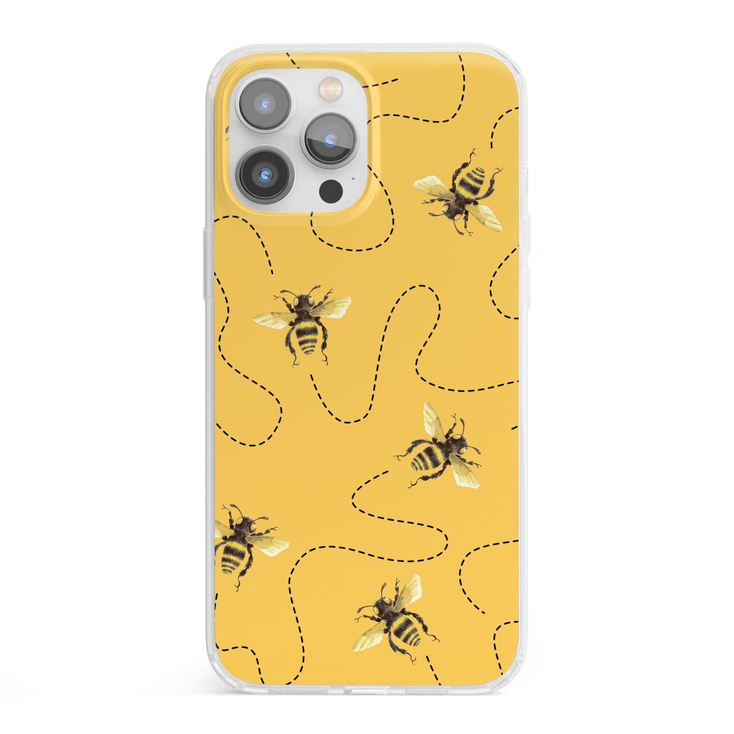 Flying Bees with Yellow Background iPhone 13 Pro Max Clear Bumper Case