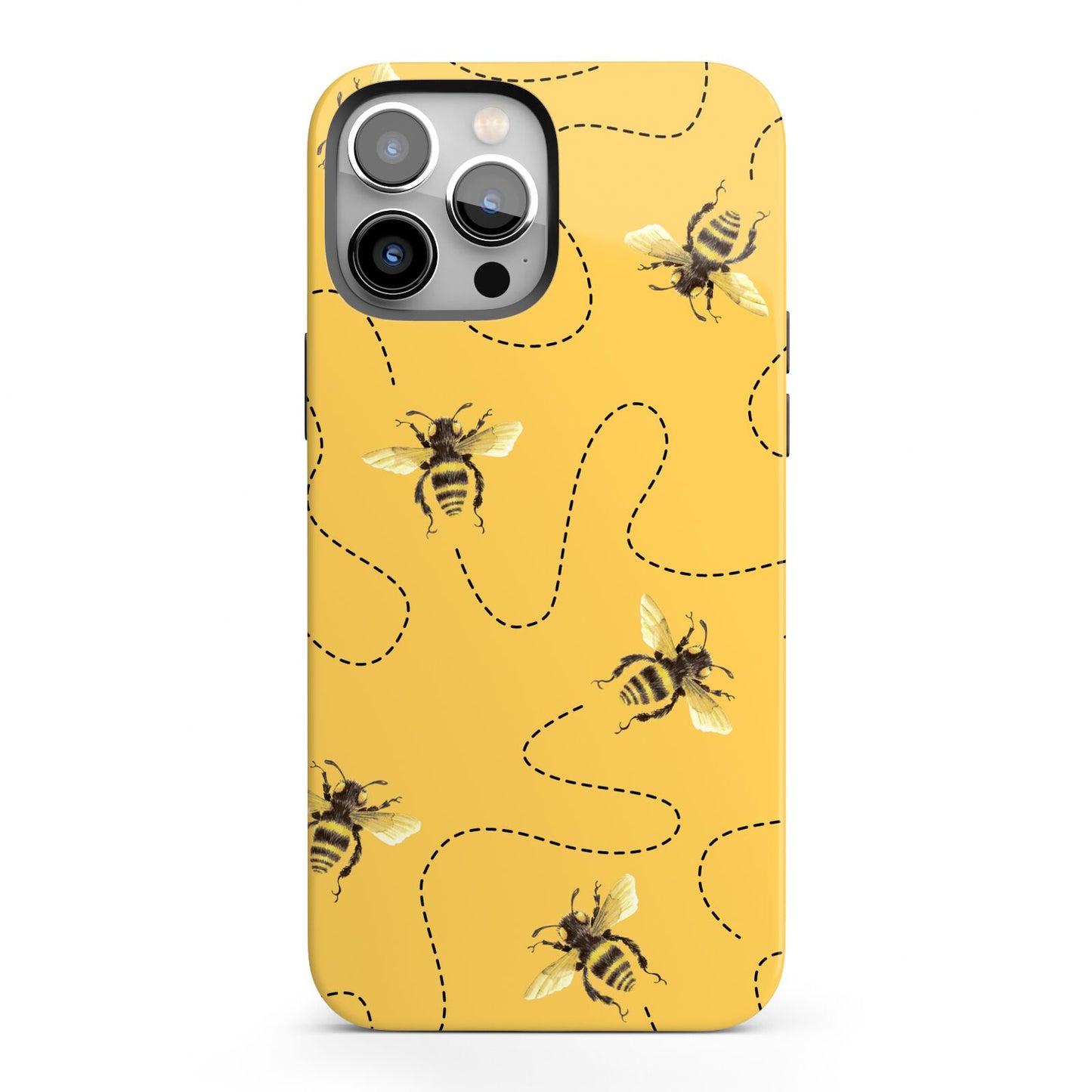 Flying Bees with Yellow Background iPhone 13 Pro Max Full Wrap 3D Tough Case