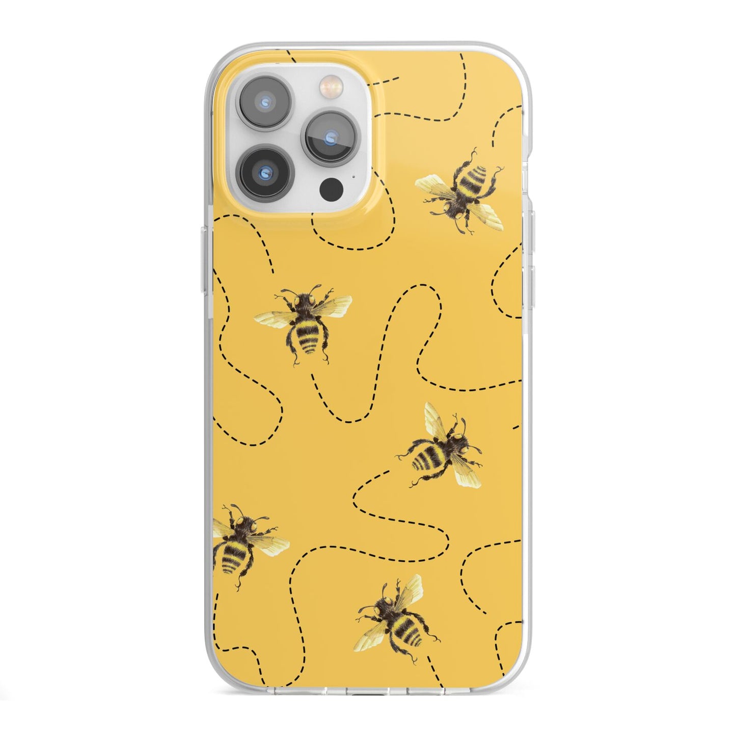 Flying Bees with Yellow Background iPhone 13 Pro Max TPU Impact Case with White Edges