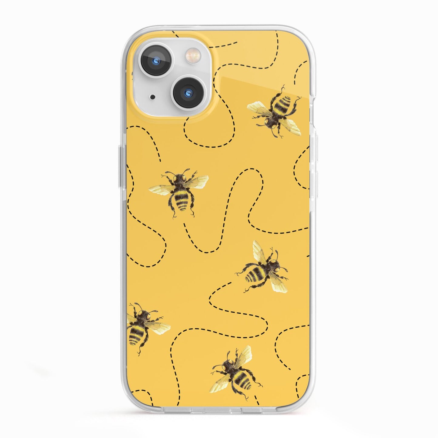 Flying Bees with Yellow Background iPhone 13 TPU Impact Case with White Edges