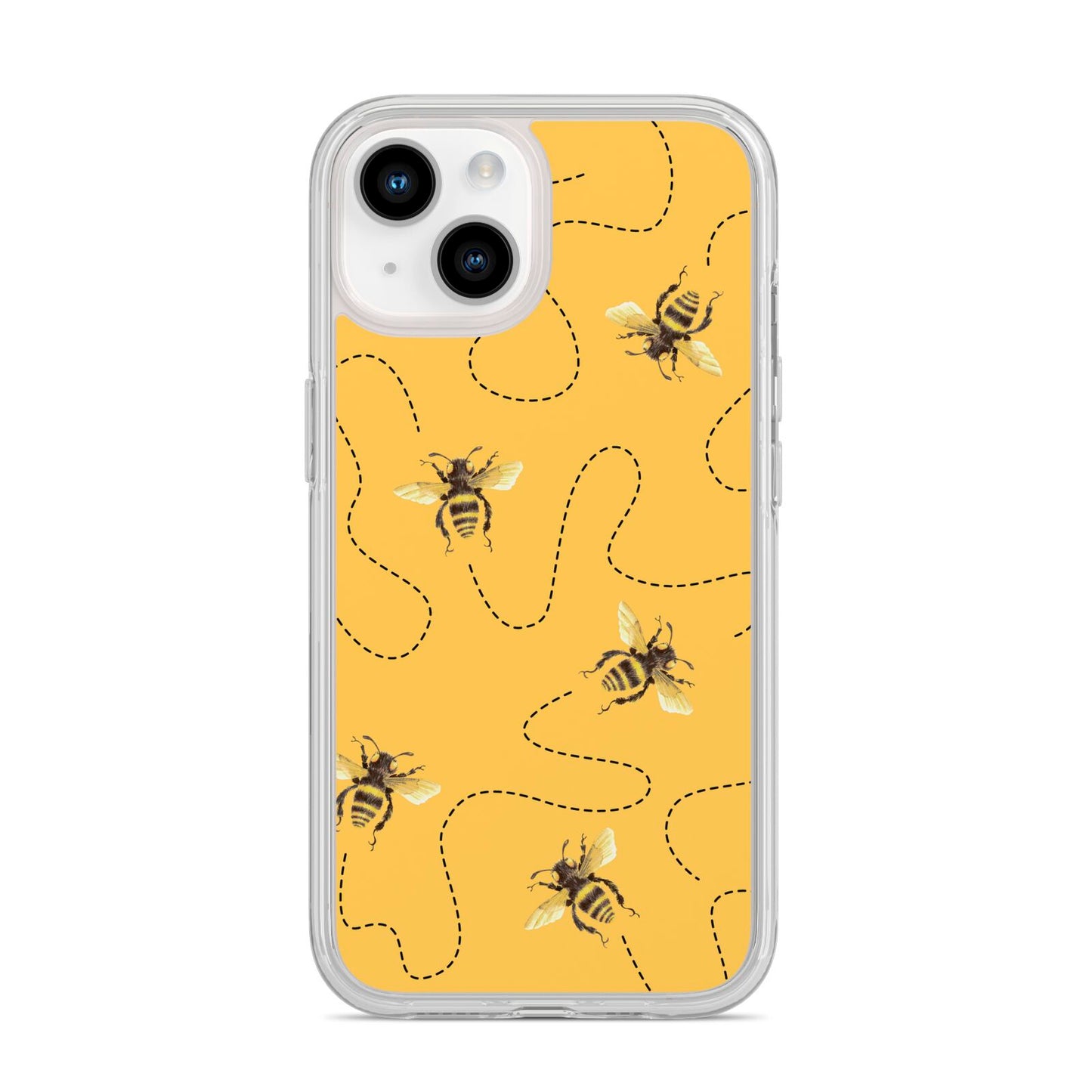 Flying Bees with Yellow Background iPhone 14 Clear Tough Case Starlight