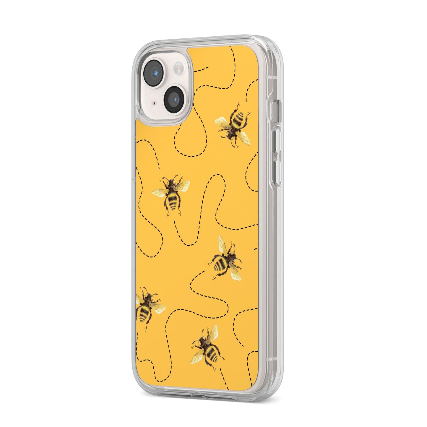 Flying Bees with Yellow Background iPhone 14 Plus Clear Tough Case Starlight Angled Image