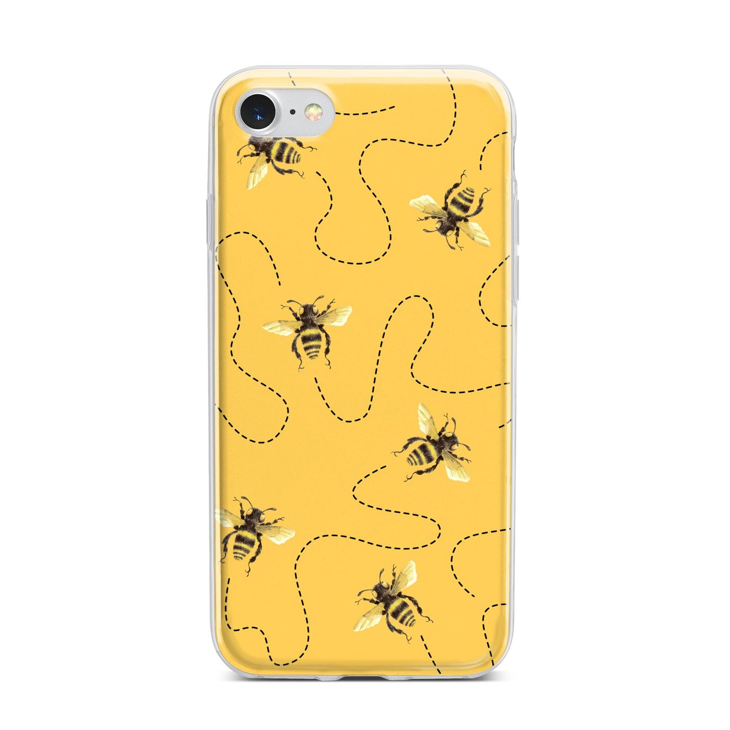 Flying Bees with Yellow Background iPhone 7 Bumper Case on Silver iPhone