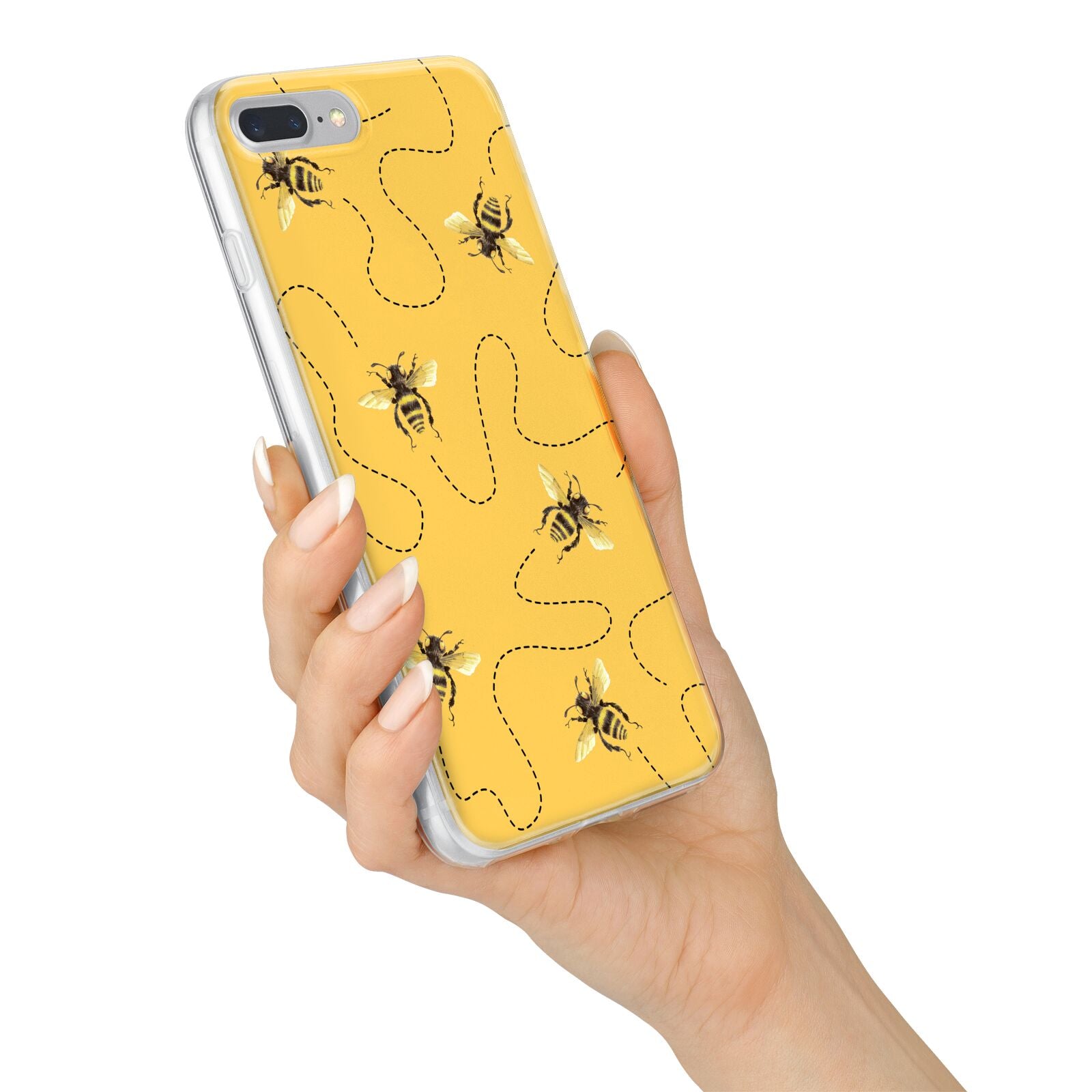 Flying Bees with Yellow Background iPhone 7 Plus Bumper Case on Silver iPhone Alternative Image