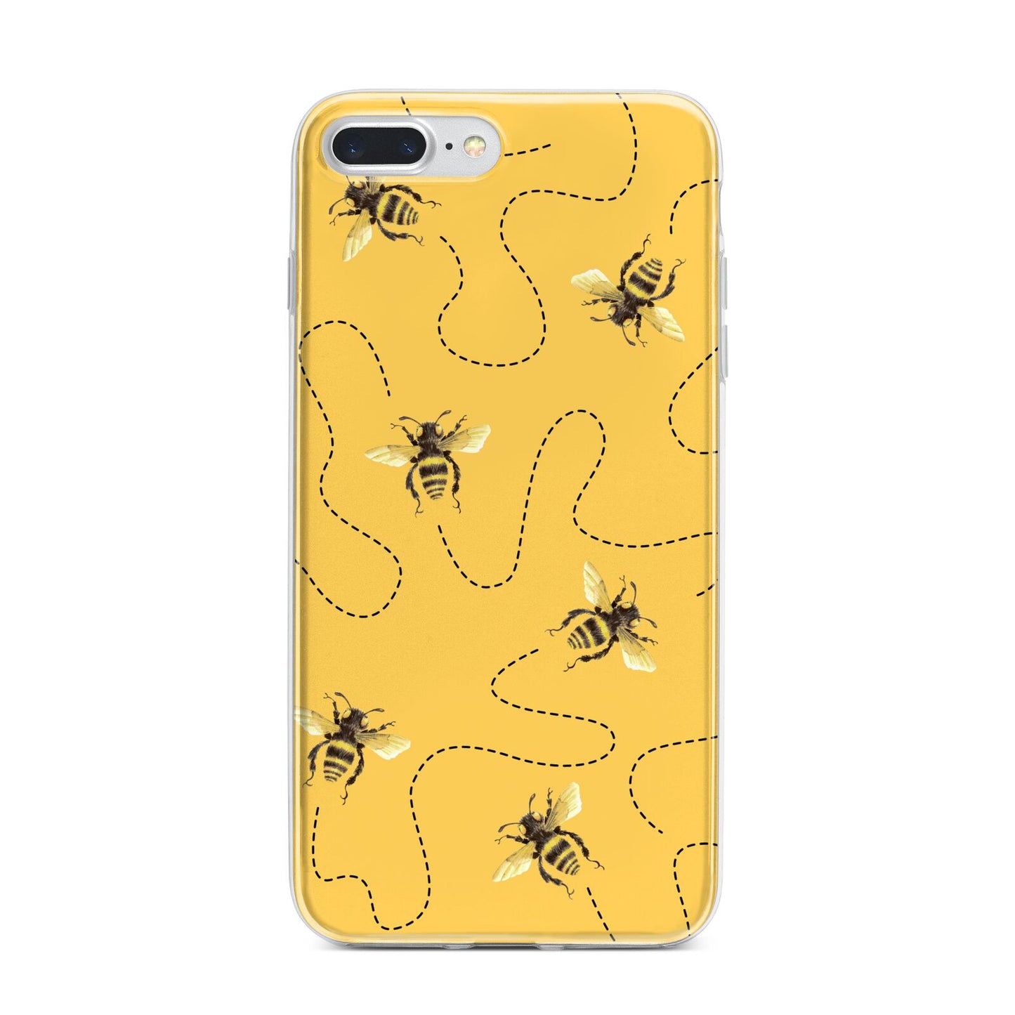 Flying Bees with Yellow Background iPhone 7 Plus Bumper Case on Silver iPhone