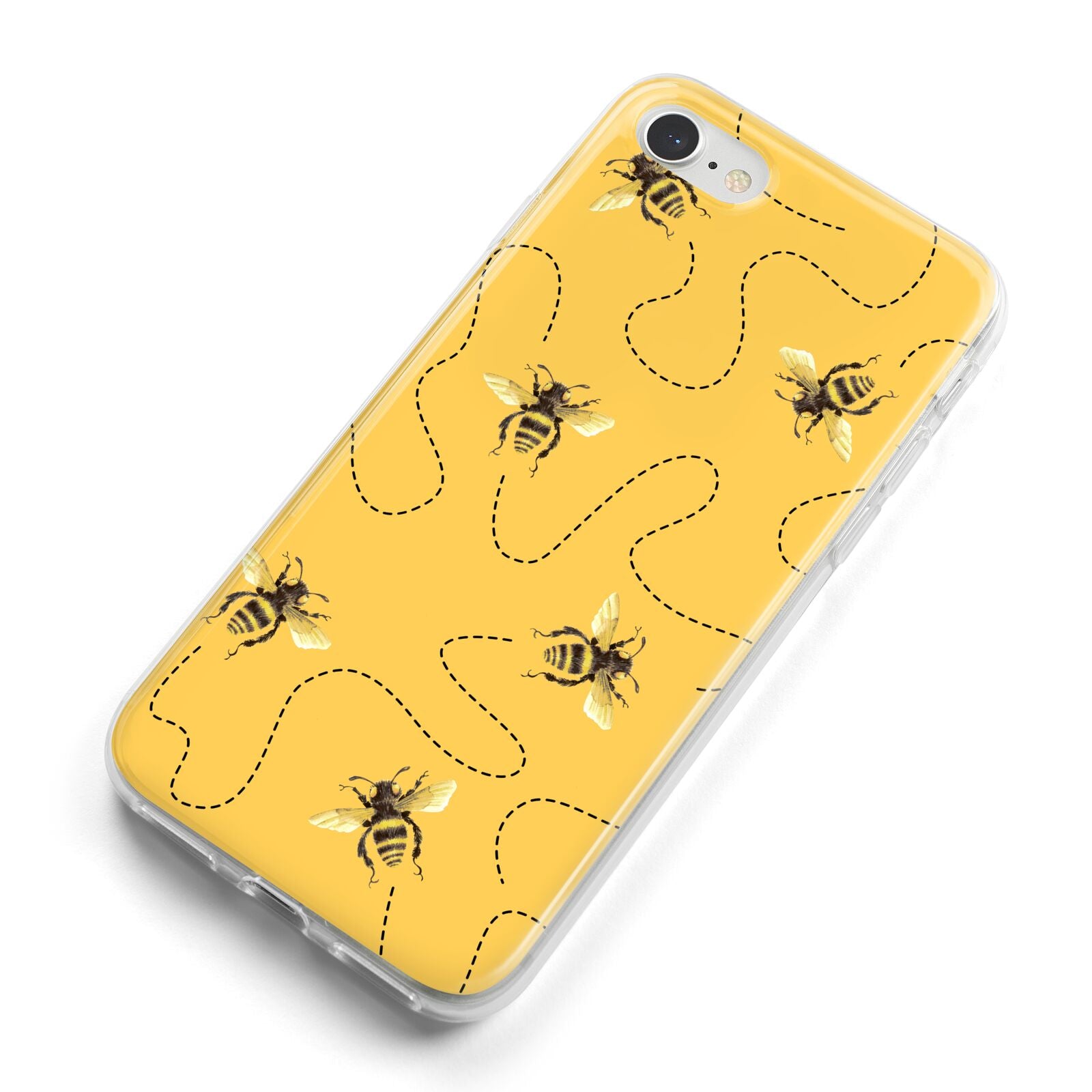 Flying Bees with Yellow Background iPhone 8 Bumper Case on Silver iPhone Alternative Image