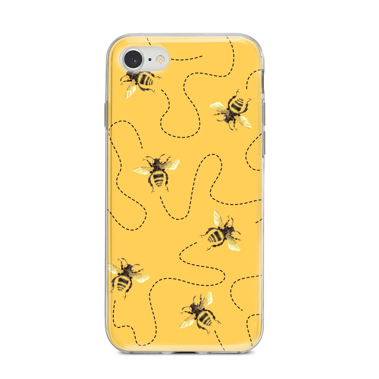 Flying Bees with Yellow Background iPhone 8 Bumper Case on Silver iPhone