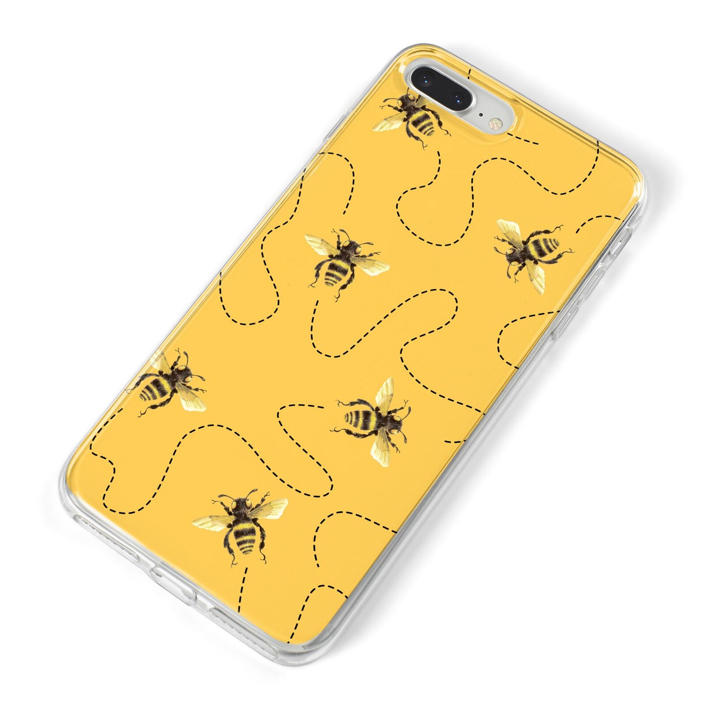 Flying Bees with Yellow Background iPhone 8 Plus Bumper Case on Silver iPhone Alternative Image