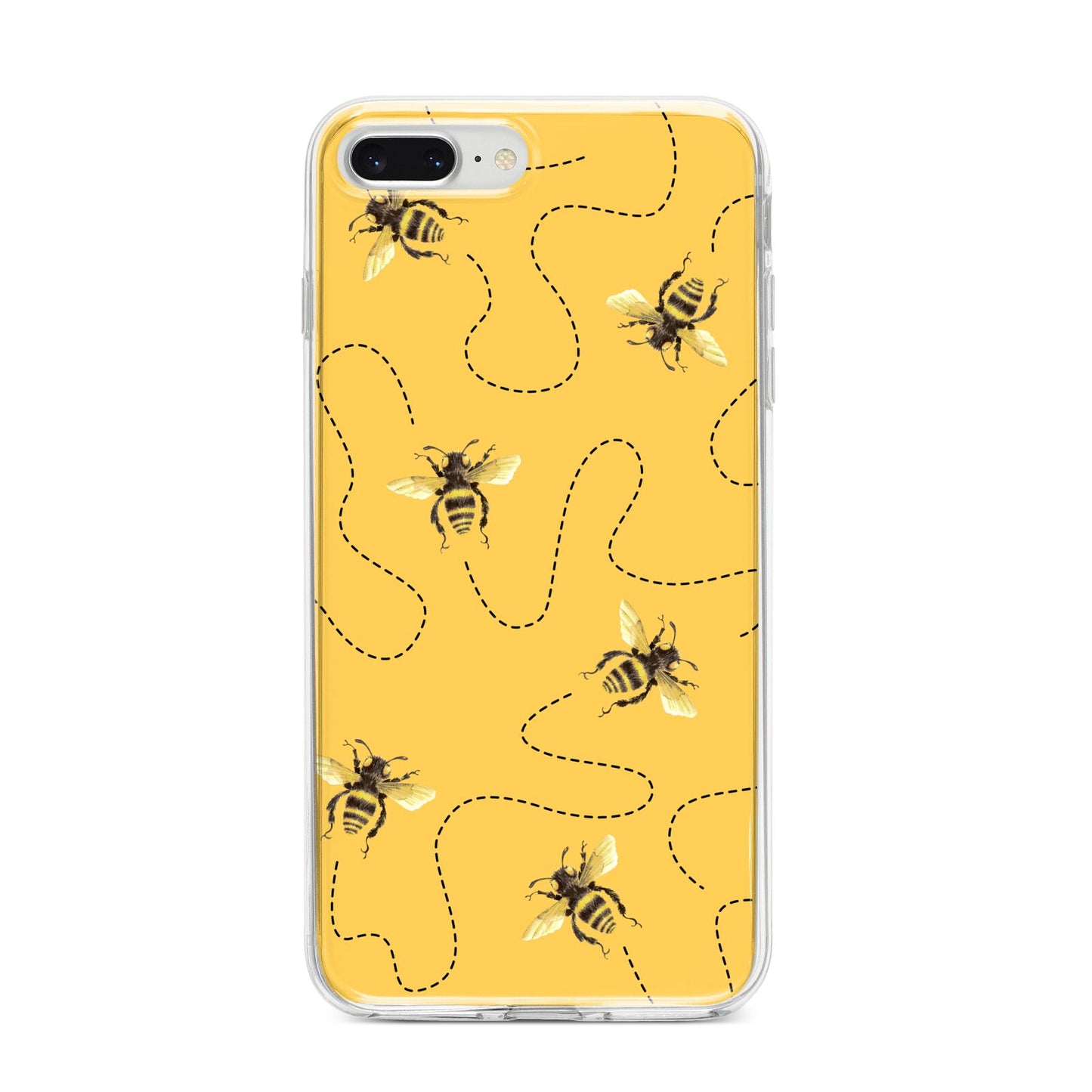 Flying Bees with Yellow Background iPhone 8 Plus Bumper Case on Silver iPhone