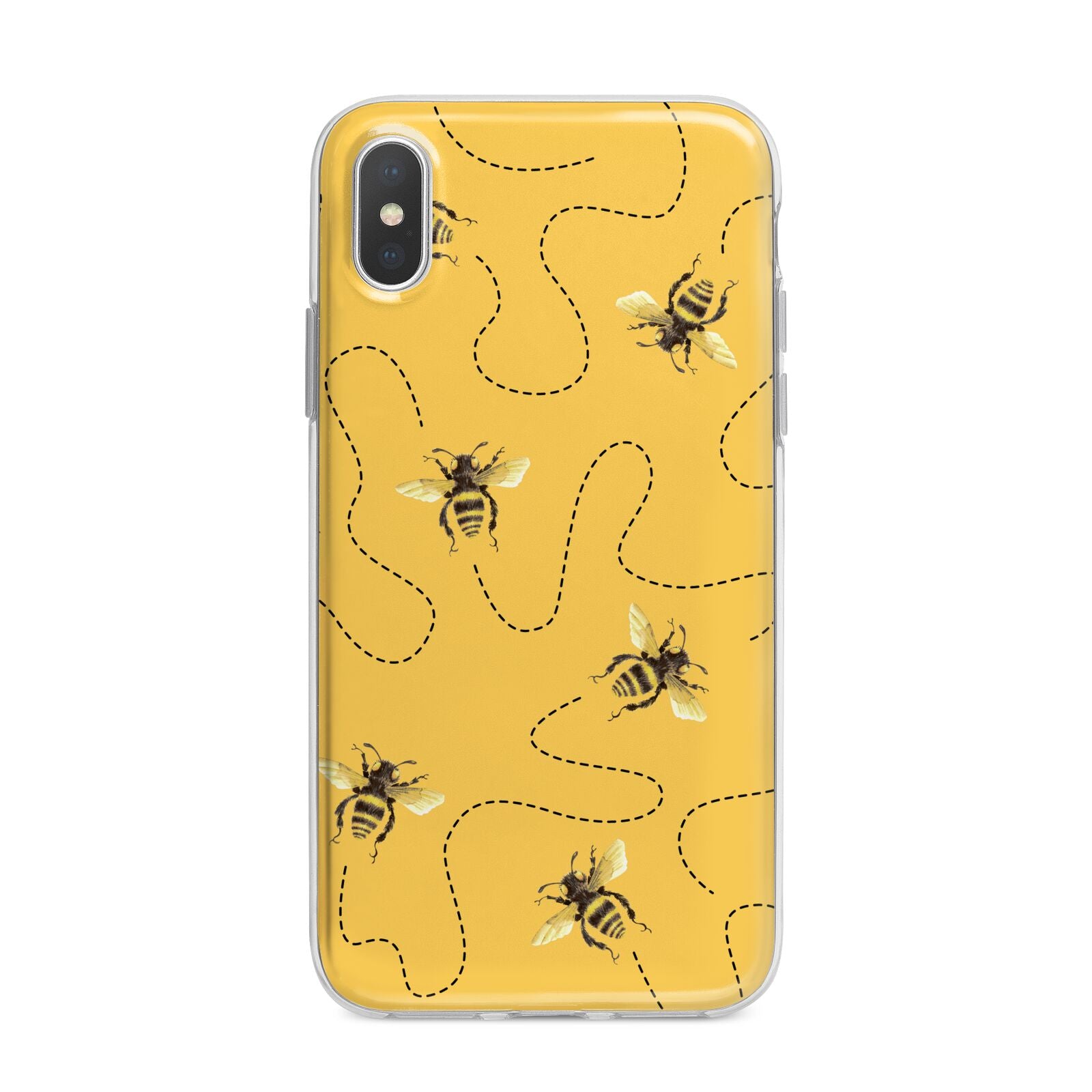 Flying Bees with Yellow Background iPhone X Bumper Case on Silver iPhone Alternative Image 1