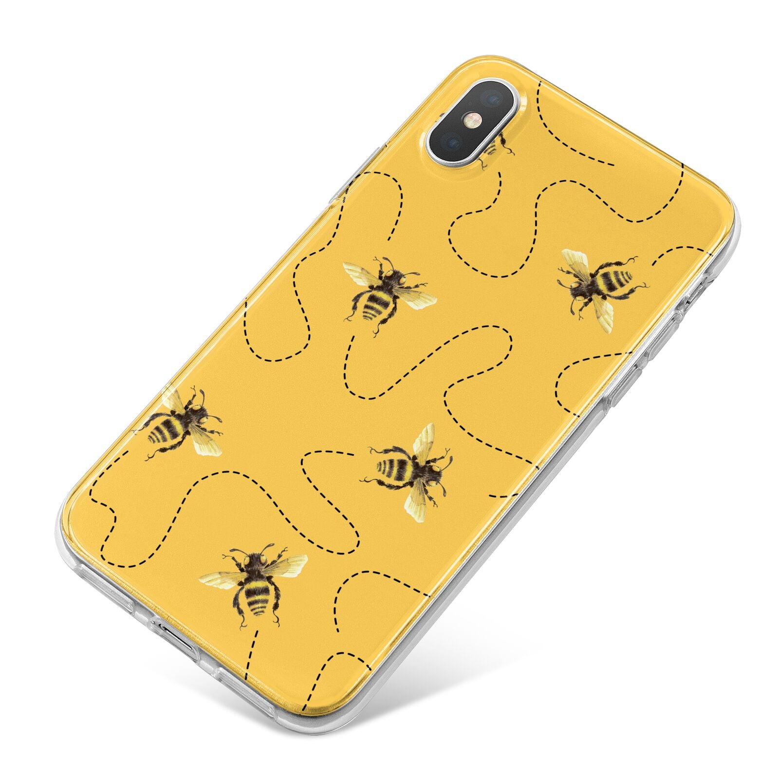 Flying Bees with Yellow Background iPhone X Bumper Case on Silver iPhone